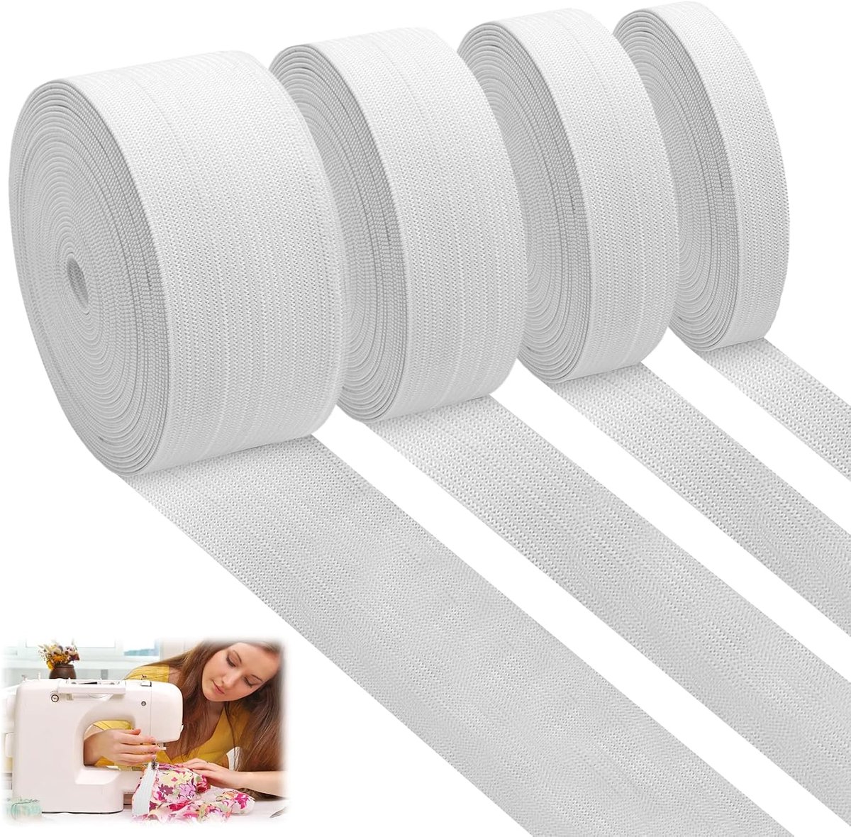 20 meter elastiek wit 10 mm 20 mm 30 mm 40 mm breed, naaien elastische band elastiek voor naaien en huishouden, doe-het-zelf handwerk