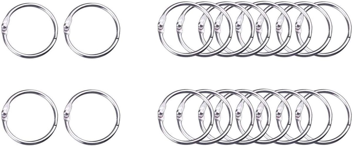 20 x boekringen, bindringen | 20 mm metalen scharnier ring boek losse bladeren ringen voor kantoor scrapbooking map sleutelhanger notitieboek