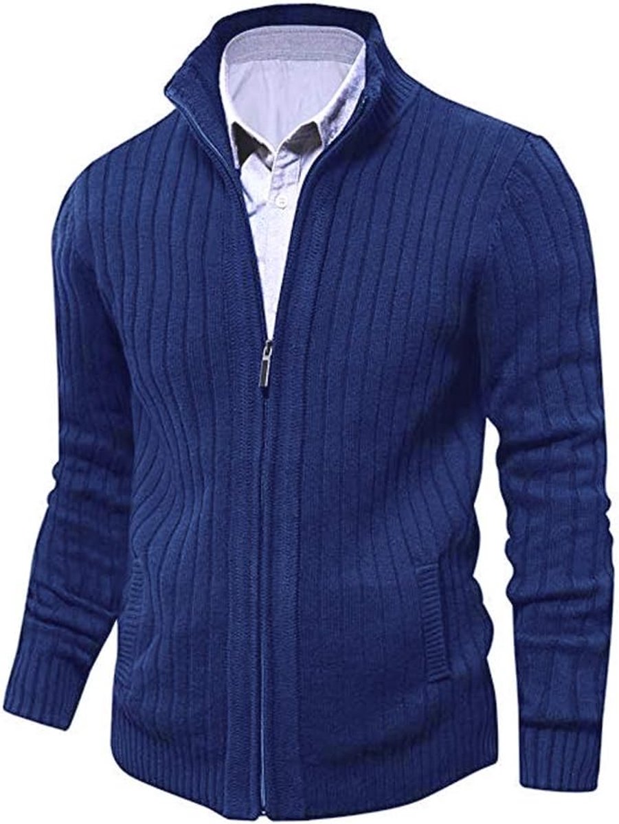 aoli ray Herenvest, herfst, winter, met ritssluiting, slim fit, informele mesh jas, rechte kraag, lange mouwen, met 2 zakken