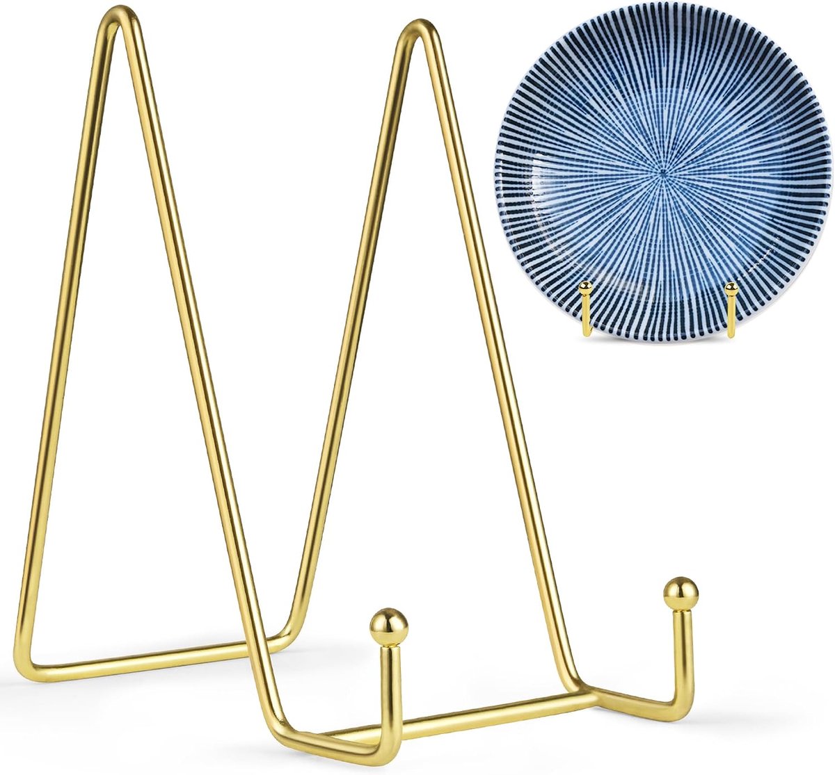 2 stuks 6 inch plaat displaystandaards - gouden metalen schilderstandaard, plaathouder displaystandaards, fotolijst houder standaards voor display foto's, schotel, decoratieve plaat schotel en