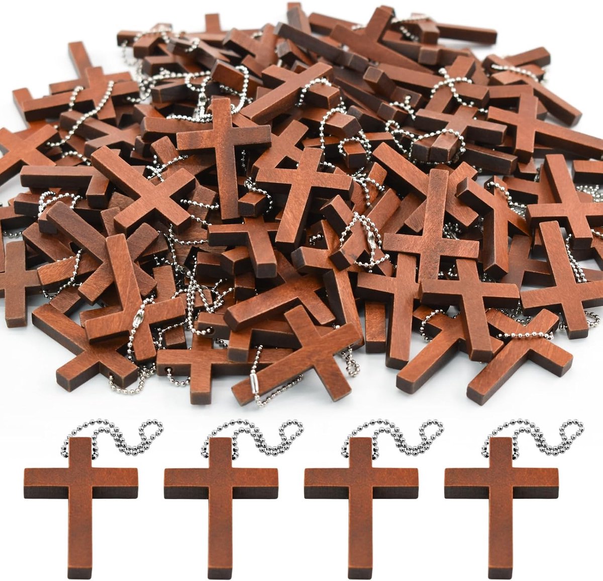 150Pcs Mini Houten Kruis Charm Kleine Houten Kruisen Hangers Voor Ambachten Natuurlijke Houten Kruis Charms Voor Sieraden Maken Pasen Rozenkrans