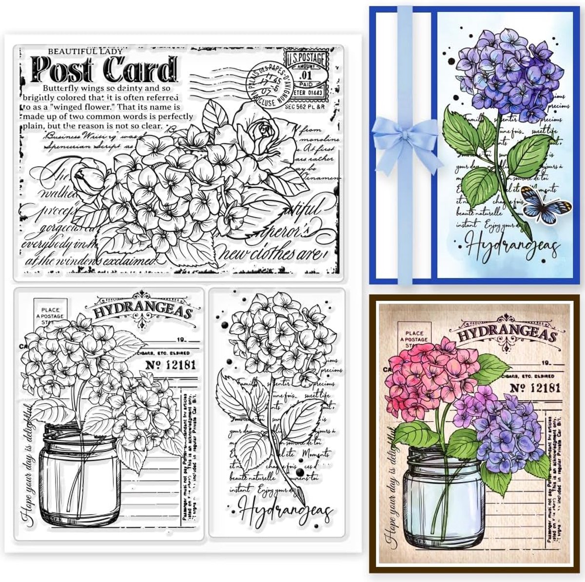 Hortensia achtergrond ansichtkaart transparante stempels voor het maken van kaarten siliconen stempelzegel voor doe-het-zelf scrapbooking fotoalbum dagboek