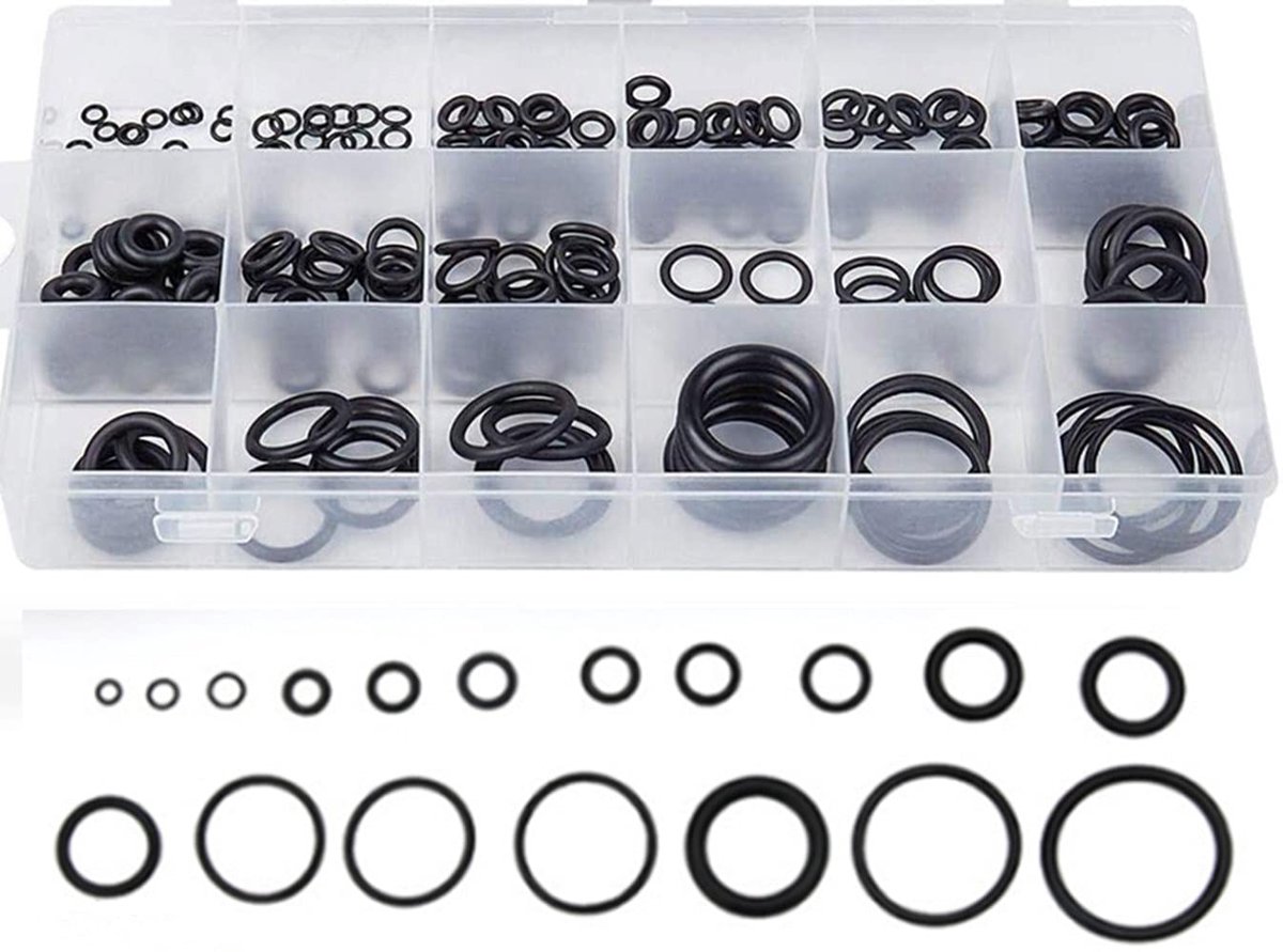 225 stuks rubberen assortimentset, 18 maten, O-ringen, rubberen afdichtingen, set, elektrische rubberen ladder, afdichtingen, ringset, hydraulisch, sluitringen voor airconditioning, auto