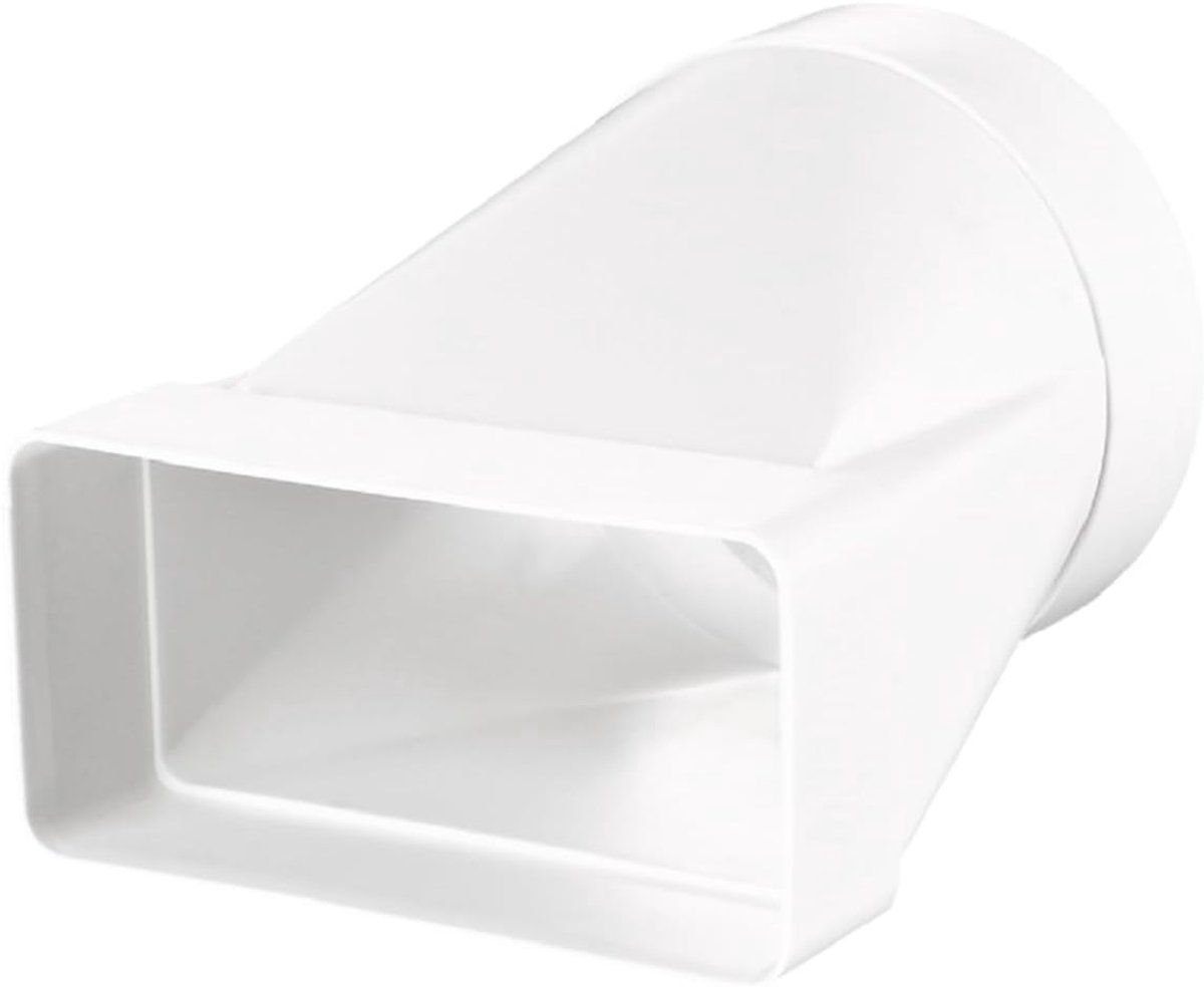 55x110 Ø100 mm wit PVC buisconnector ronde buis 100 mm / plat kanaal 55 x 110 mm ventilatiesysteem verbinding verwarmen koelen klimaat kunststof luchtkanaal ronde buizen rechthoekige
