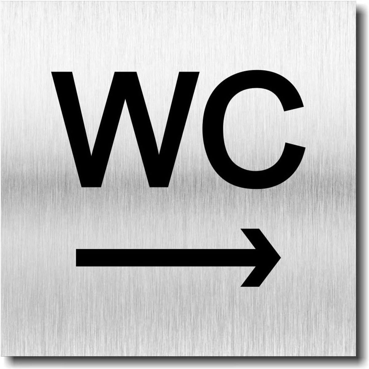 WC pijl rechts toilet UV druk 12 x 12cm - 3mm aluminium composiet - Made in Germany - Art.nr. 985