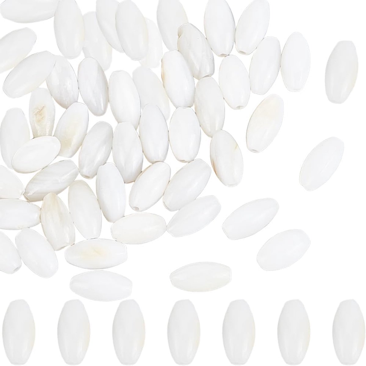 1 doos 100 stuks natuurlijke schelp spacer kraal bulk witte parelmoer schelp kralen zee strand cowrie ovale gekweekte losse rocailles voor sieraden maken DIY vriendschap armband ketting