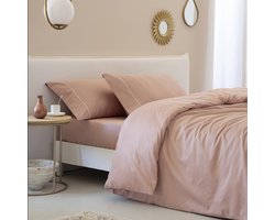 ARTean Underzy Beddengoedset van Egyptisch katoen, draaddichtheid 300, Leuna Nude, 280 x 240 cm + 2 kussenslopen + hoeslaken