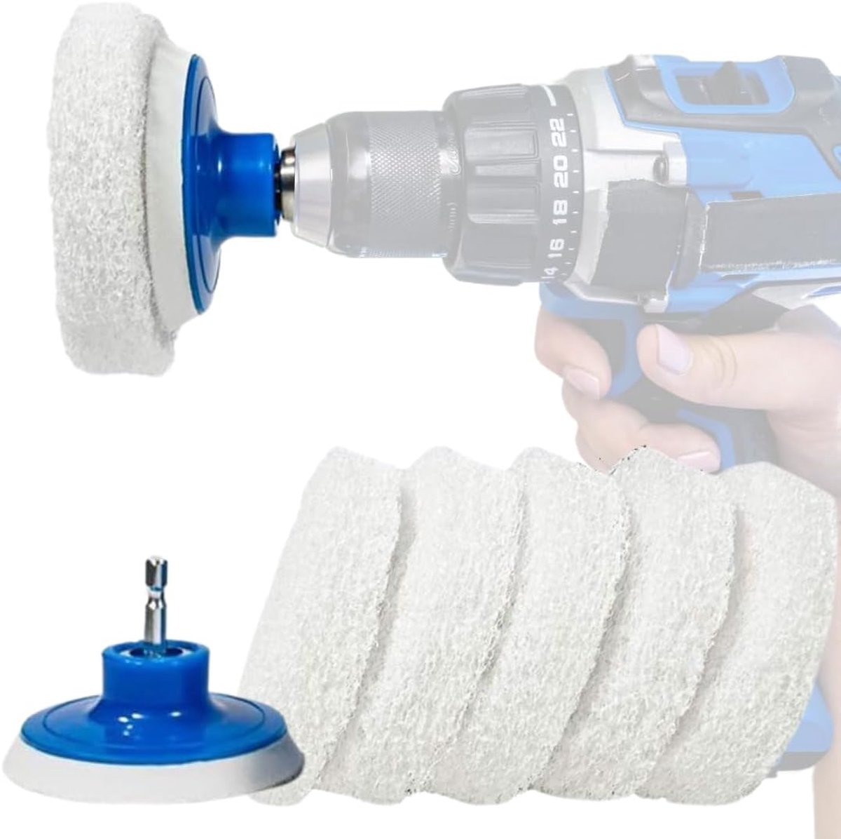 Badkamer Reinigingsboor Accessoire Kit - Witte Scrub Pads Wit