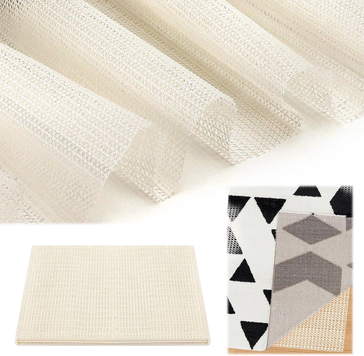 Antislipmat voor tapijt, 70 x 200 cm, anti-slip tapijtonderlegger, antislipmat, tapijten, op maat te snijden, tapijt antisliponderlegger voor lade, auto, kofferbak, wit