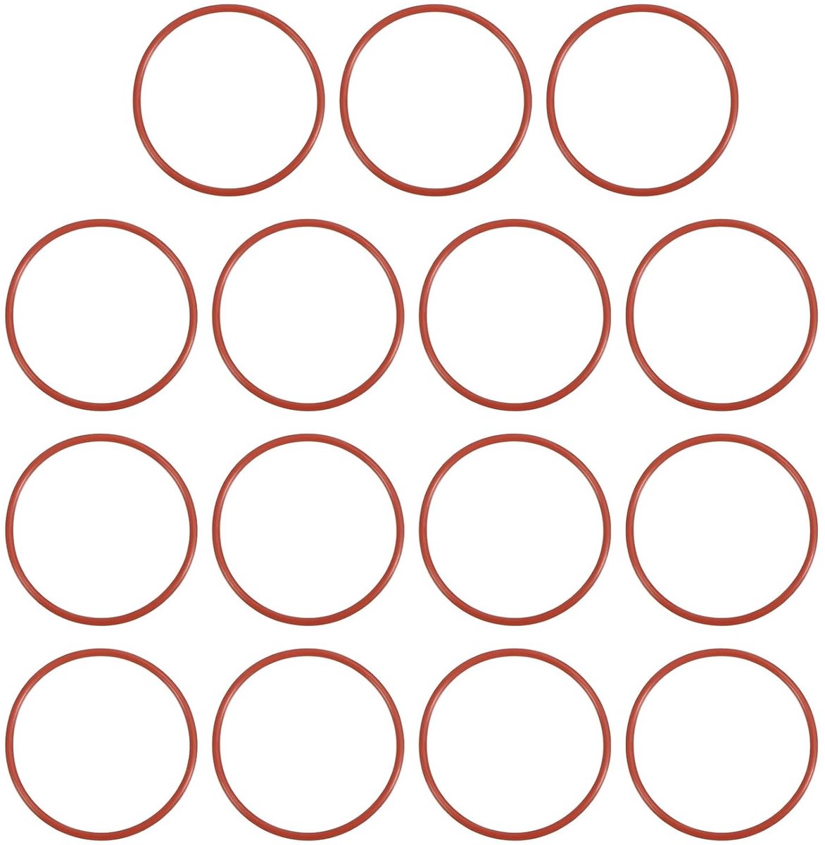 O-ring siliconen 52 mm OD 48 mm ID 2 mm breedte, 15 stuks metrische afdichting Vmq vervanging voor reparatieventielen hydraulische compressor, rood