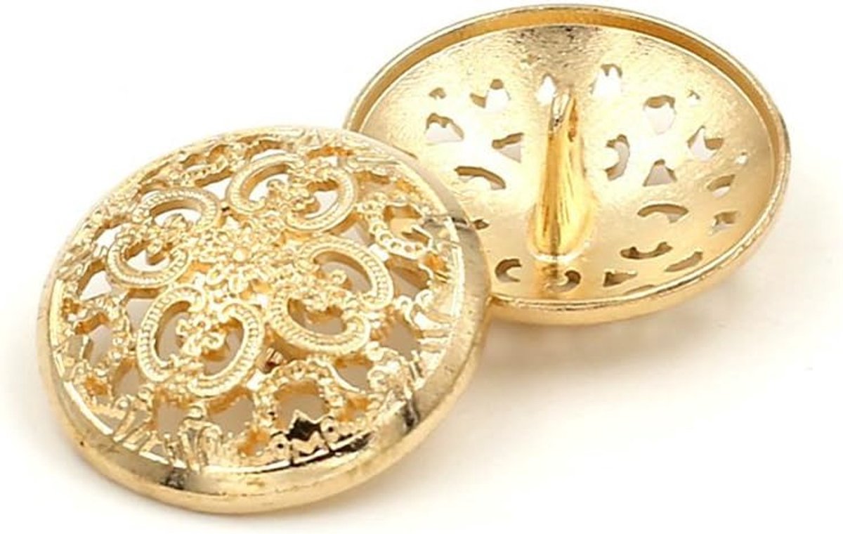 Knopen - retro holle naaiknopschacht ronde metalen knopset voor mannen vrouwen blazer, jas, uniform, shirt, pak en jas (goud, 23 mm)