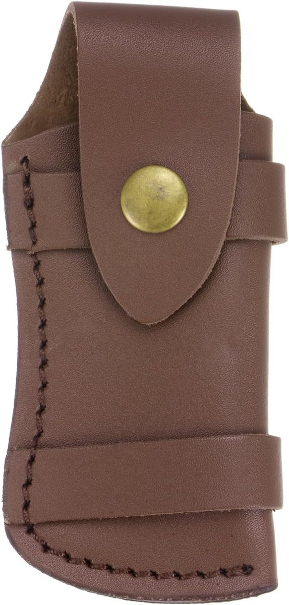 Lederen mes schede 13,2 x 6,1 cm riem lus design tas mes heuptas klapmes tas met kliksluiting voor transport opvouwbaar leger mes bruin, Zwart