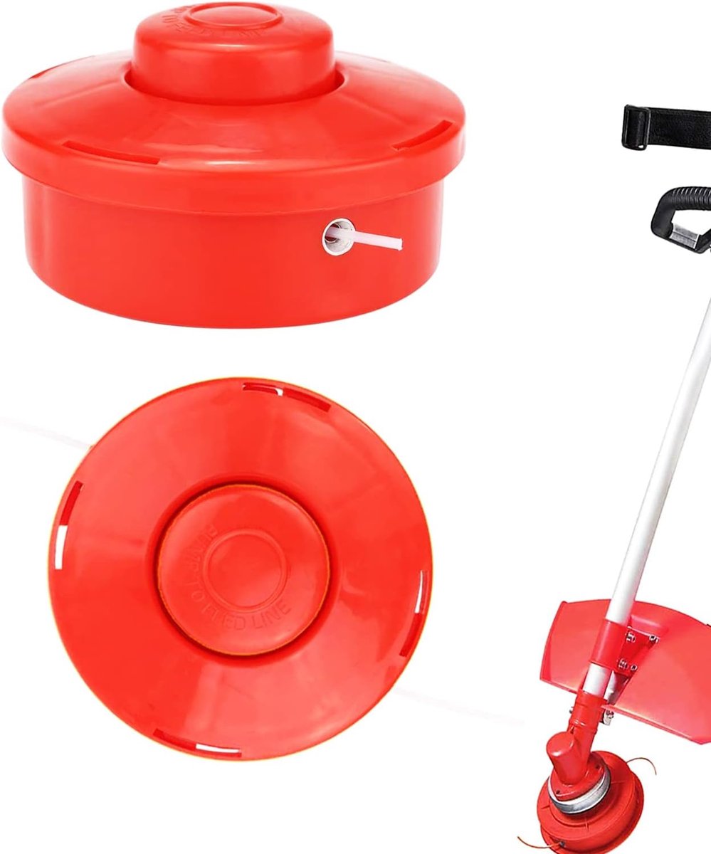 2 stuks Trimmerkop Bump Feed Plastic Grastrimmerkop, Vervangende Bump Feed Lintspoel Trimmerkop, Universele Grastrimmerkop Benzinegrastrimmer Vervangende Kop M10 x 1,25 (Rood)