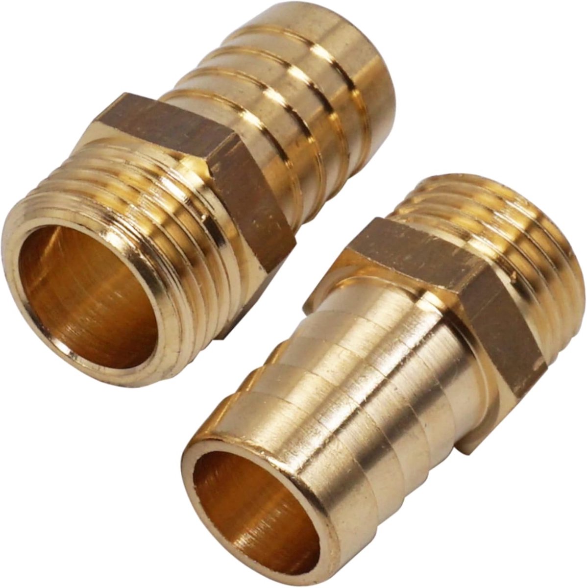 2 stuks mannelijke schroefdraad weerhaak messing fitting 1/2" x 18 mm, slang prikkeldraad adapter, slangstaart connector, BSP schroefdraad