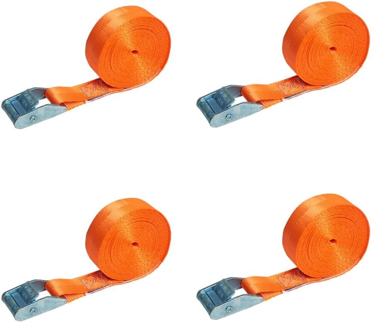 Spanbanden met klemslot, oranje, bevestigingsriem, snelspanriem, 25 mm breed, klemsluiting, eendelige sjorband, 350 daN