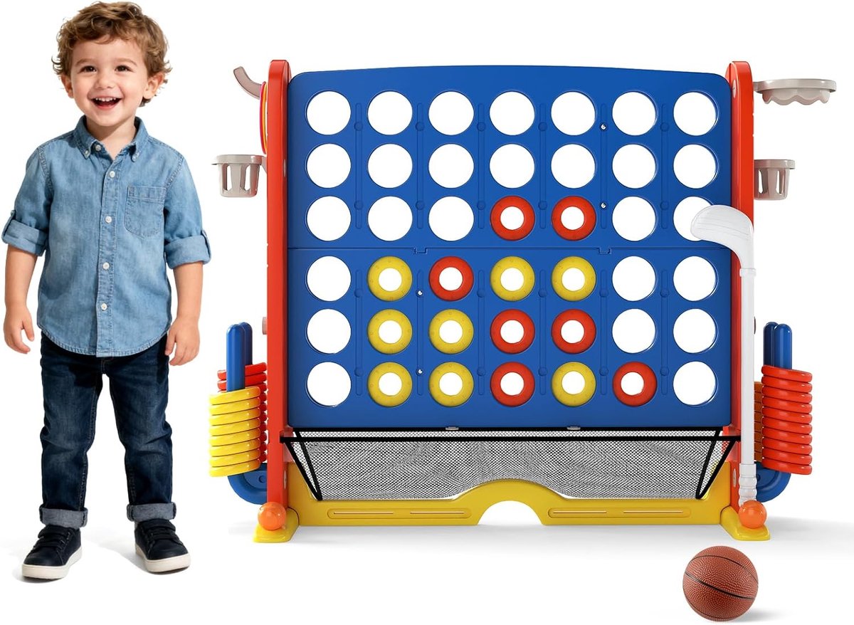 Giant spelset 4-in-1 - multifunctioneel - met ringwerpen, basketbal en golf - leuk voor kinderen en volwassenen - ShopVlot