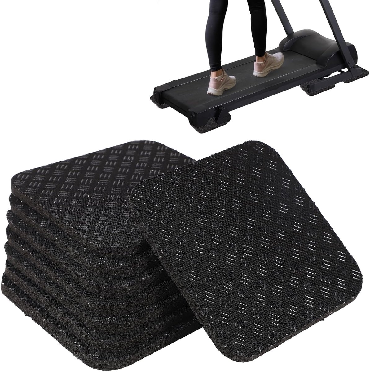 Treadmill pads 10x10 cm - dubbelzijdig antislip - geluiddempende mat - bescherming voor vloeren - SnelShoppen