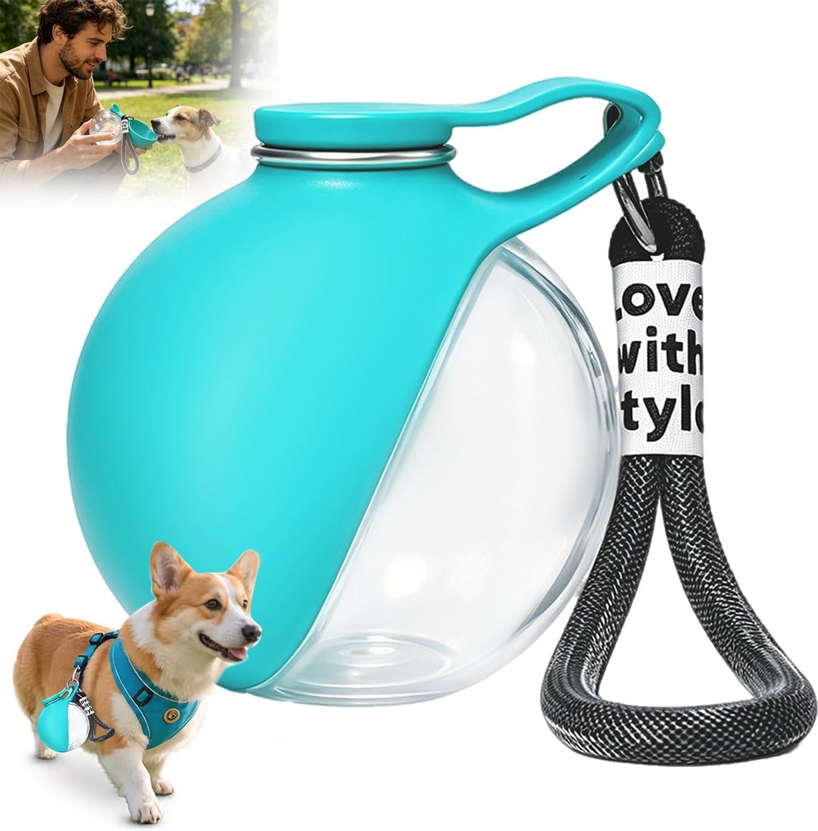 Waterfles voor honden 2-in-1 - opvouwbare siliconen kom - draagbaar - ideaal voor wandelen - m-winkel