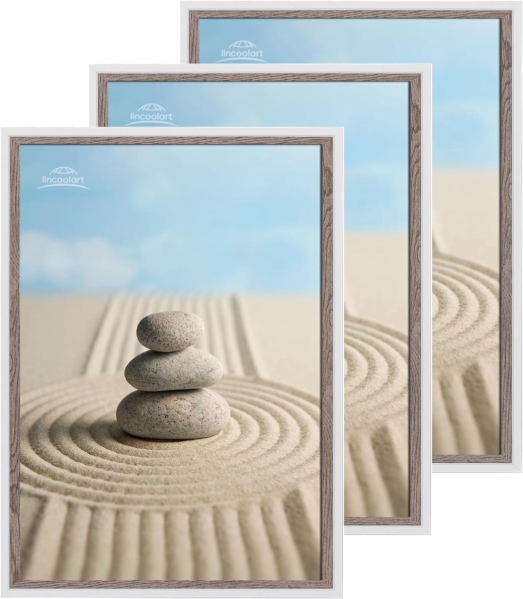 Fotolijst 40 x 60 cm - Witte Houten Lijst - Set van 3 met Schokbestendig Acrylglas - Perfect voor Kindertekeningen - SnelShoppen