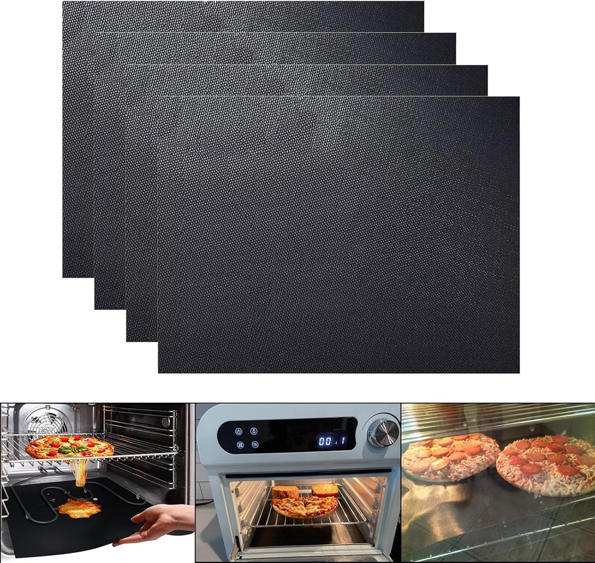 Ovenmatten 40 x 50 cm - Set van 4 - Duurzaam bakfolie - Houdt oven schoon en bespaart tijd - SnelShoppen