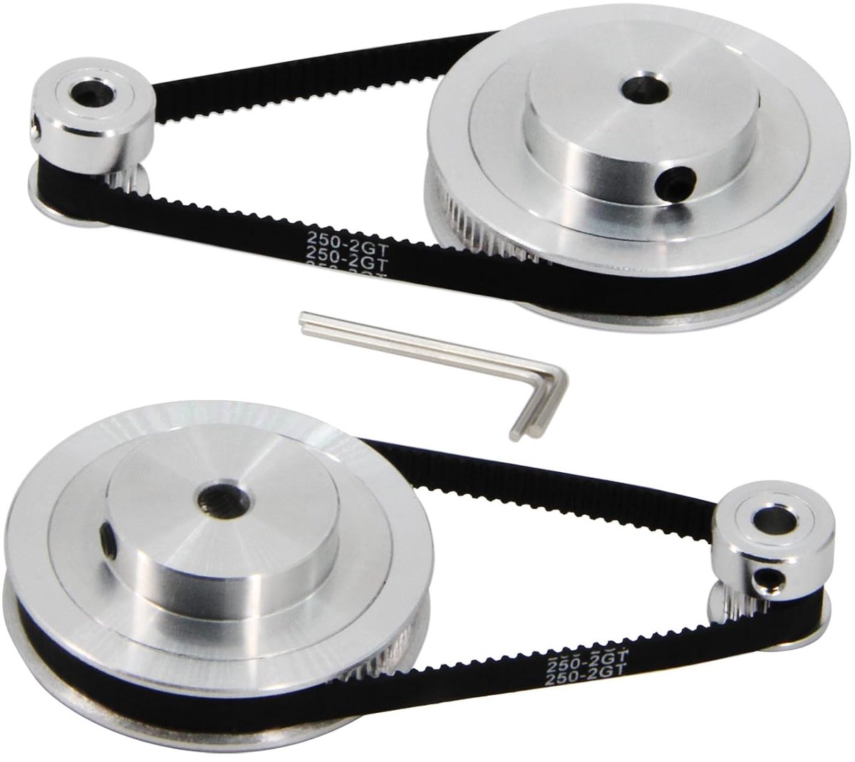 set van 2 stuks GT2 synchrone tandwielen 20&80 tanden 6mm boring aluminium tandwielas met 2 stuks riem lengte 250mm breedte 6mm (20-80T-6B-6)