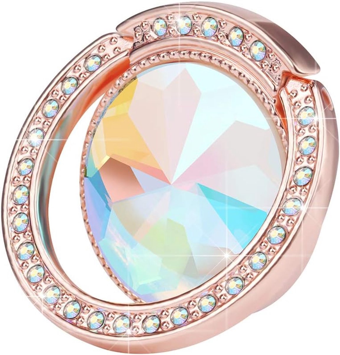 Bling Bling Telefoon Ringhouder, Sparkle Telefoon Ring Grip Kunstmatige Diamant Stand, Strass Mobiele Vinger Ring voor Telefoons, Pad (Rose Goud)