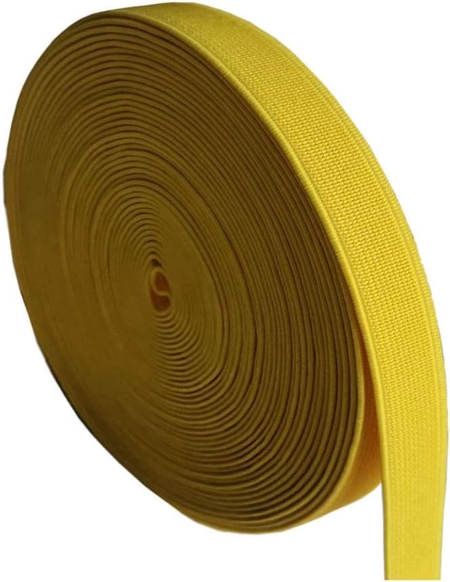 Elastische banden, stretchband voor naaien, canvasbinding, versleutelde elastische band voor doe-het-zelf handwerk, taillebanden, kleding, schoenmaken, 2,5 cm, geel