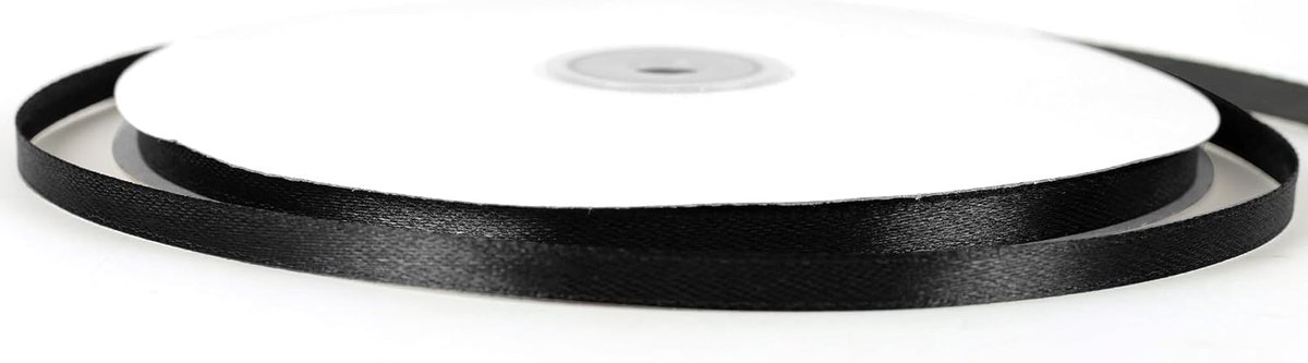 91 m x 6 mm dun zwart lint Halloween lint voor geschenkverpakking, 1/5 inch slank zwart satijnen lint voor Halloween, cadeauverpakking, bruiloft haarstrik boeket ambachten decoraties