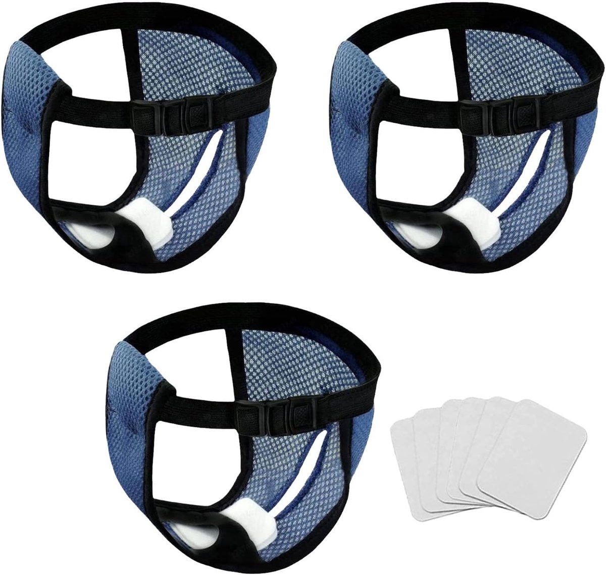 3 stuks marineblauwe hondenbeschermende broek (L) - inclusief 9 absorberende pads, wasbaar menstruatieondergoed voor middelgrote en grote honden - verstelbaar en herbruikbaar voor vrouwelijke