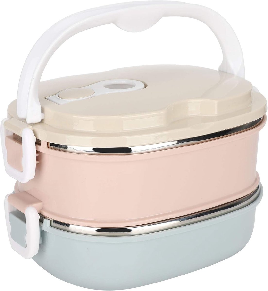 roestvrijstalen lunchbox, geschikt voor kinderen en volwassenen, stapelbare en lekvrije lunchbox (2 lagen).