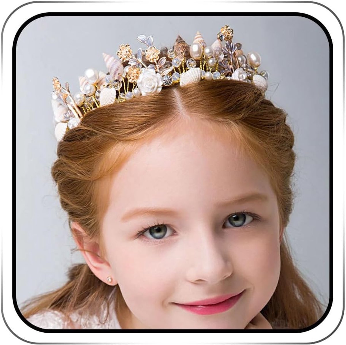 Gouden schelp haarsieraad voor bloemenmeisjes hoofdtooi prinses bloem | Bruidssieraad bruiloft parel haarketting kristal bruid zeemeermin