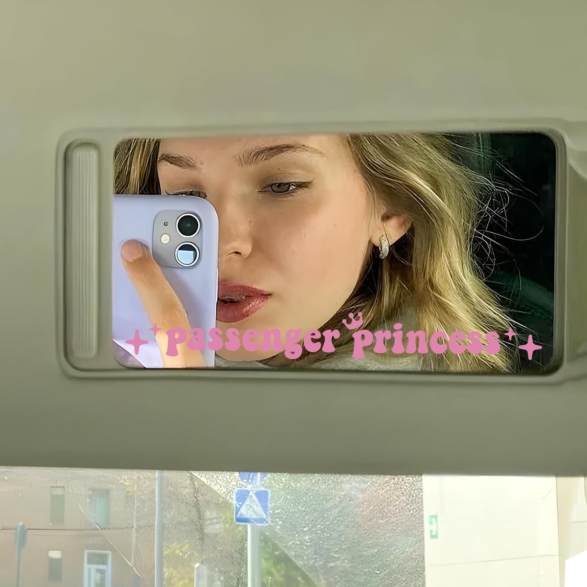 4 stuks Passenger Princess autostickers, letterstickers, vinyl autosticker, Passenger Princess sticker, waterdicht, hartvormige ster kroon, dames motorvoertuigen decoratie (roze)