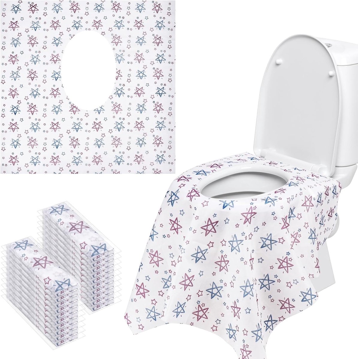 20 stuks wegwerp toiletstoelhoezen potje stoelbeschermers, extra groot formaat, individueel verpakt, waterdicht voor reizen, peuters, zindelijkheidstraining in openbare toiletten