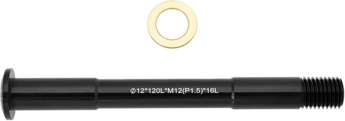 Lord of the Tools 1-delige M12 fietsdoorstang voor racefiets voorvork door-as met sluitring voor crosscountry fietsen, dirtbikes, downhill fietsen, freeride fietsen, gravelfietsen 1,5x12x120mm