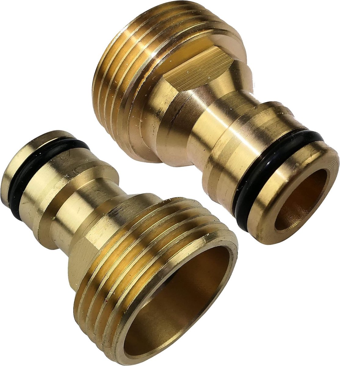 - C47449 - Lot/set met 2 mannelijke adapters 3/4" - snelkoppeling voor schroefdraadboor - buitendraad - schroefdraadschacht - accessoires/tuingereedschap/sanitair/irrigatie - messing