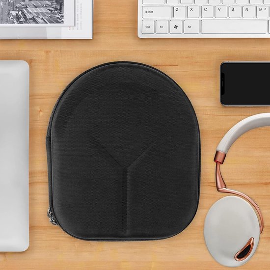 Shield Hoes voor hoofdtelefoon compatibel met Bose QC Ultra II, JBL Live 650BTNC, B&O Beoplay H100 - beschermende harde schaal reistas met kabelopslag (Zwart) — afbeelding 4