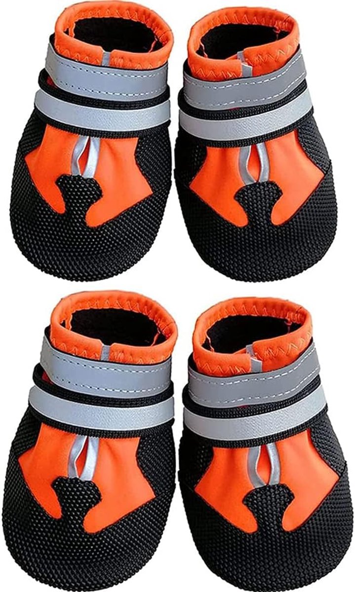 Schoenen, pootbescherming, 4 stuks, waterdicht, antislip, hondenpootbescherming met reflecterende riemen, klittenbandsluiting, hondensneeuw, laarzen, regenschoenen voor grote honden