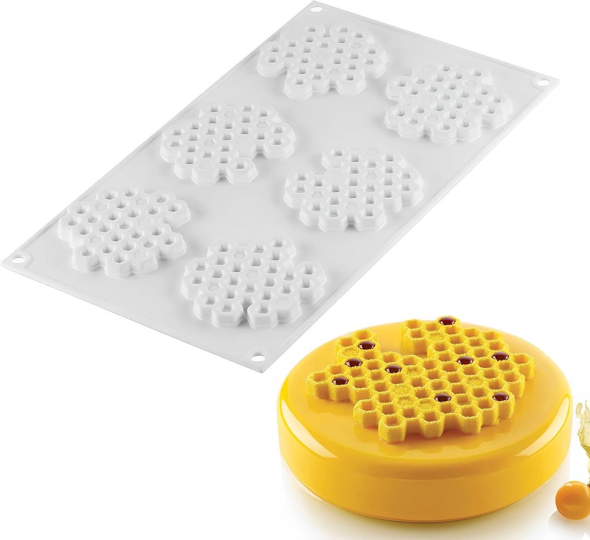 Puntmat voor fondant, kant, honingraat, fondant, vorm, handwerk, impressievorm voor fondant en fondant, cake, chocolade, snoep (wavennest)