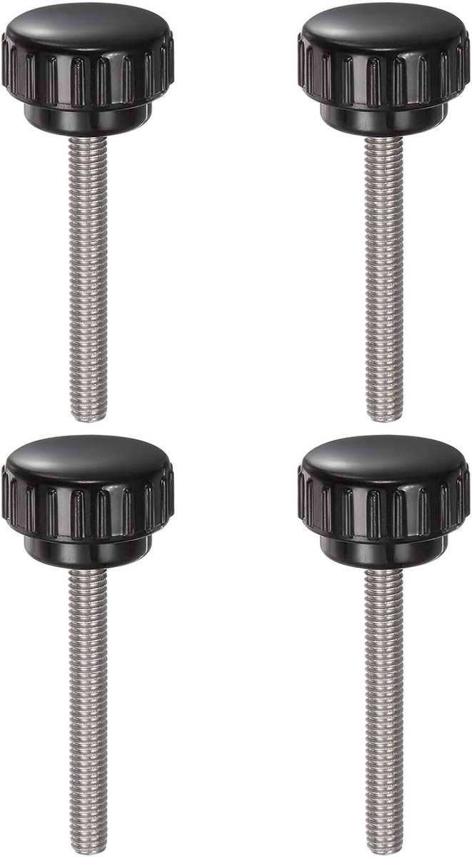 4 stuks kartelschroef met schroefdraad M6 x 45 mm x 25 mm ronde kopschroef roestvrij staal 304 ronde greepbout klemknoppen 25 mm handknoppen duimschroeven spanschroef voor industriële