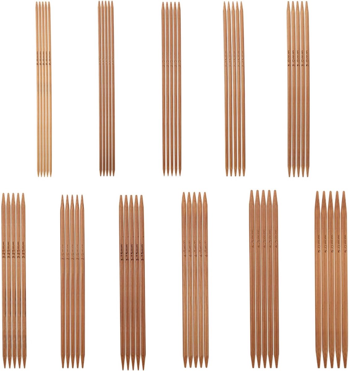 11 Stks/set Bamboe Breinaalden, Glad Oppervlak Dubbele Puntige Naalden 13 Cm Weven Rijgen Naalden Naalden voor Creatieve DIY voor Breien