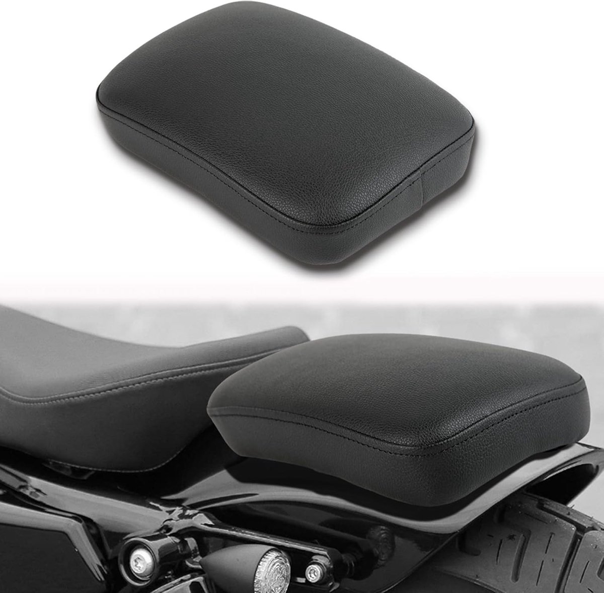 Motorkussen passagier achter leer met 8 zuignappen voor Bobber Cruiser Chopper Sportster Softail Touring XL 883 1200 Custom (zwart)
