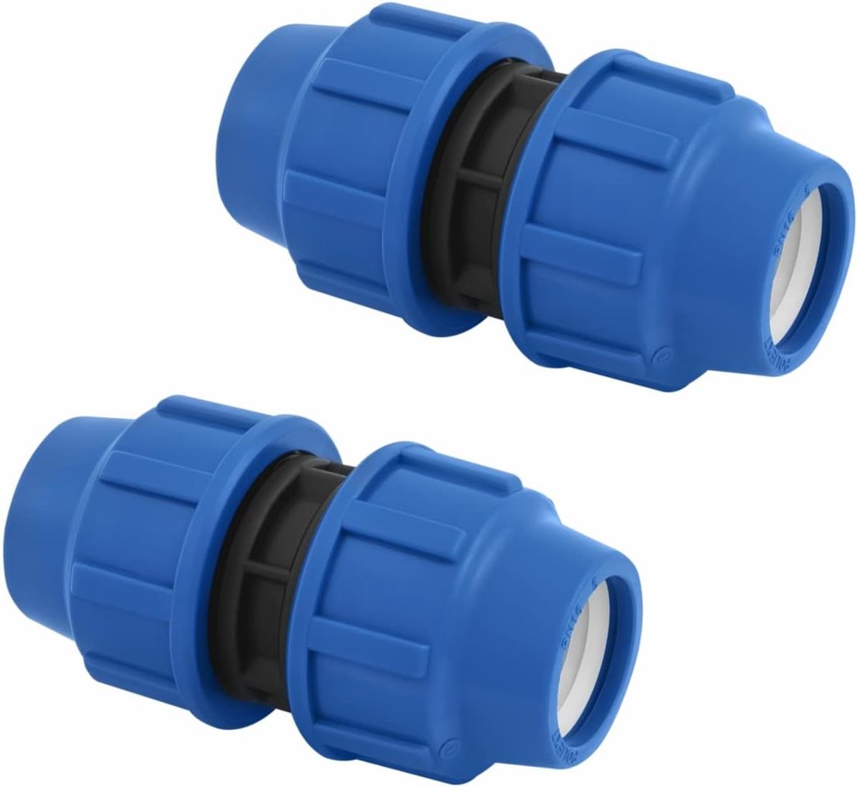 MDPE 32 x 32 mm schroefverbinding voor PE buis PN16 DVGW drinkwater gecertificeerd - klemverbinderkoppeling compatibel met PE80 PE100 buizen - 2 stuks