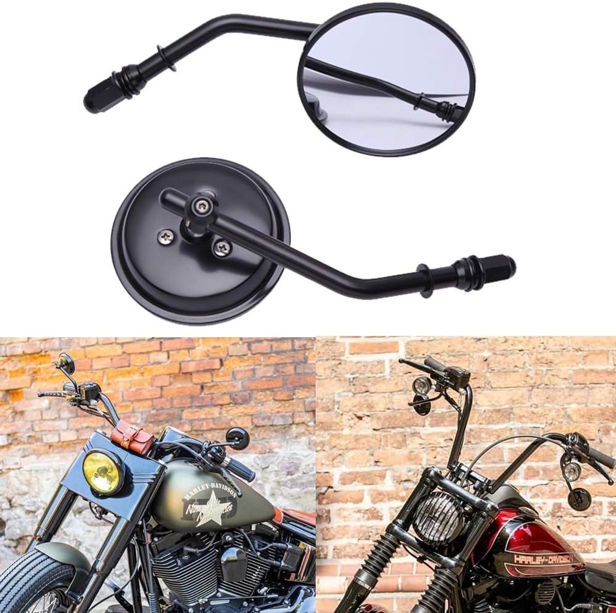 8 mm motorspiegel, 360° draaibare motoraccessoires voor Fat Bob Softail Slim Forty Eight XL1200X Sportster 1200 Street Glide