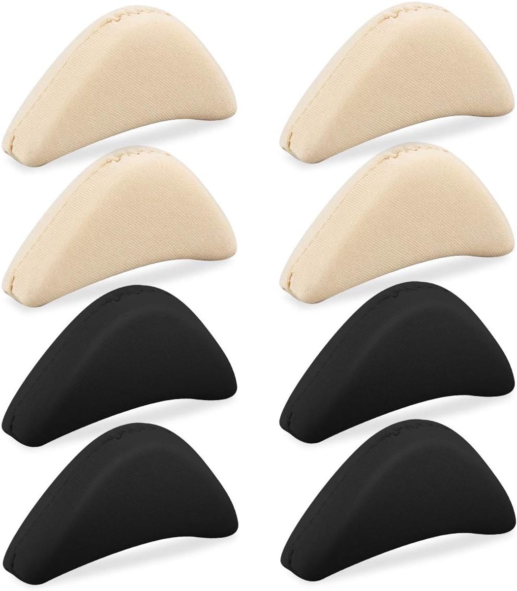 8 paar schoenvuller binnenzool unisex ademend zacht grote teenplug voorvoet pad schoenvuller voor hoge hak vrouwen voet pijnbestrijding zwart en beige