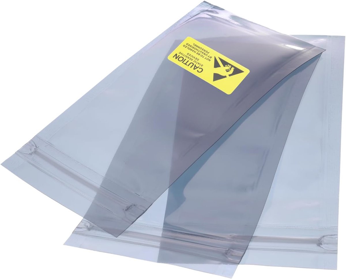 Antistatische zak, 50 stuks, 2,4 x 4,7 inch (6 x 12 cm), afsluitbaar, met etiketten voor harde schijven, HDD, SSD, PCB-kaart