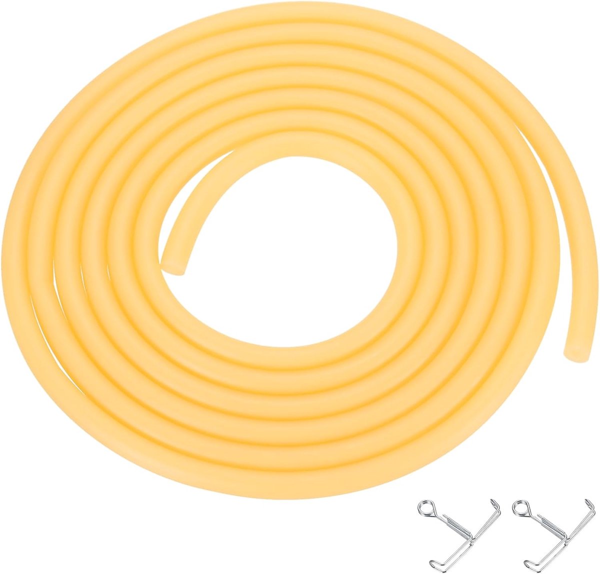 3,05 m natuurlijke latex rubberen slang, 6 mm binnendiameter x 10 mm buitendiameter Sling Shot rubberen slangbuis met slangklemmen voor oefening, strekken, laboratorium, huisslangbuis