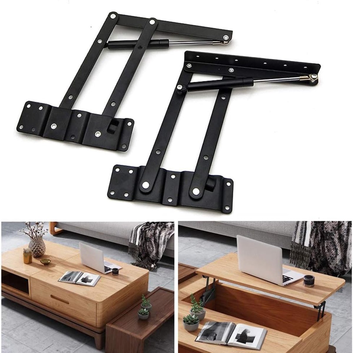 1 Paar 50kg/100lb Salontafel Veerscharnier, Opklapbare Salontafel Bureau Lift Frame Fitting Scharnier, Antiroest, Duurzaam En Stevig, Spring Staand Bureau Frame Voor Accessoires Voor Salontafelmeubels
