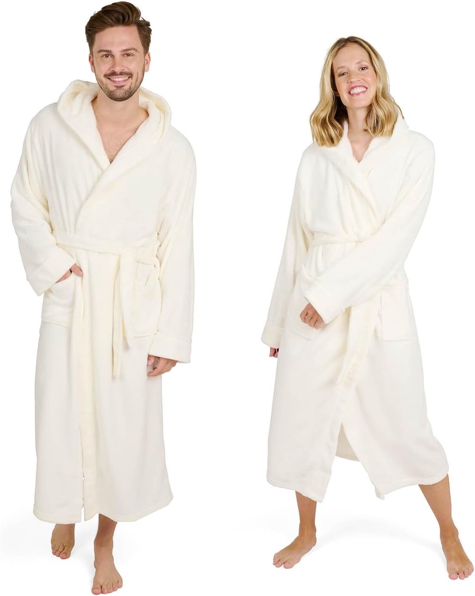 Badjas Unisex - Dames en Heren Badjas - Fleece Badjas met Capuchon - met Zakken