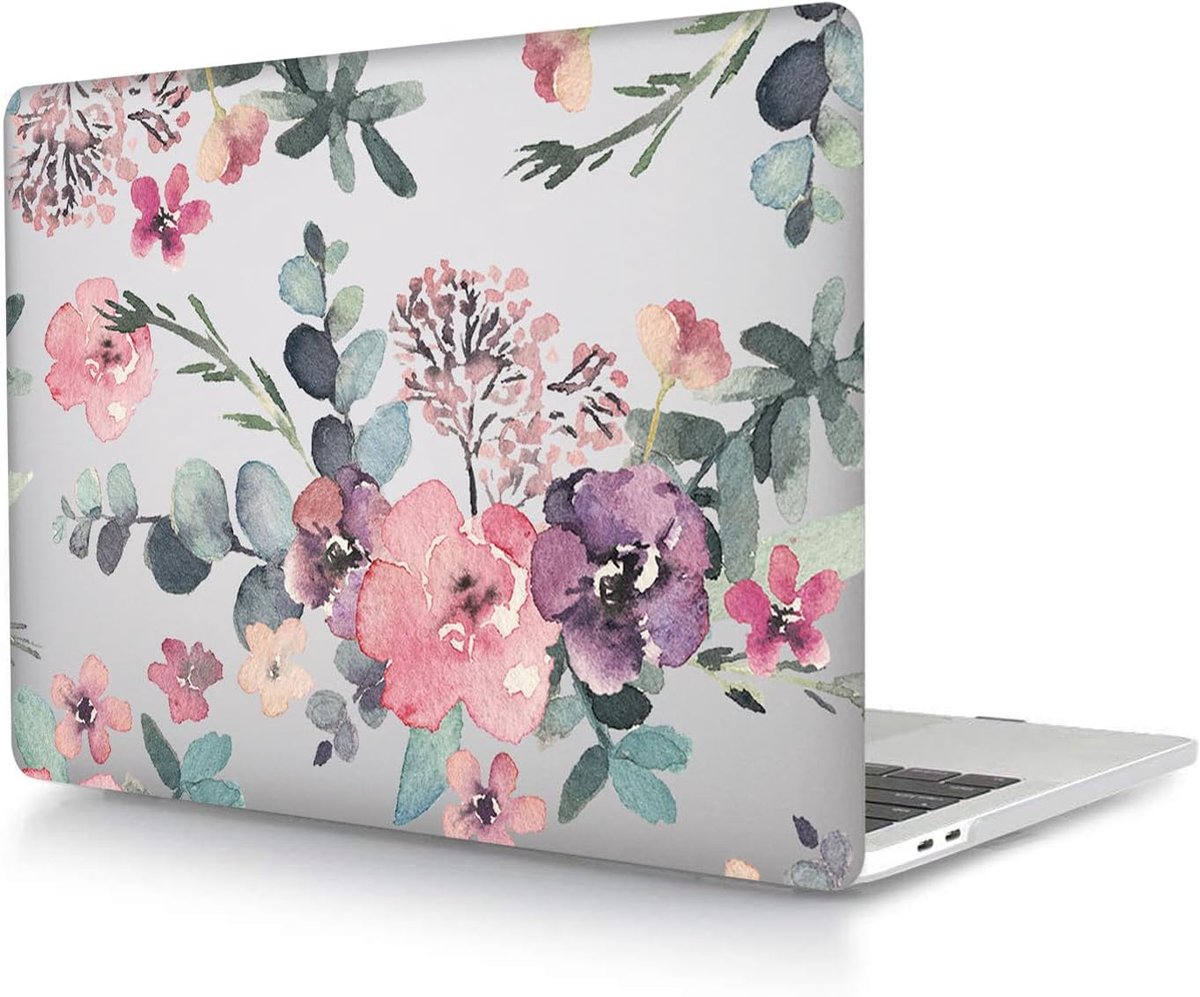 Compatibel met Nieuwe Macbook Air 13 inch 2020 2019 2018 Laat Los A2337 A2179 A1932 M1 met Retina Display en Touch ID, Plastic Mat Harde Beschermhoes Snap Koffer, Bloem
