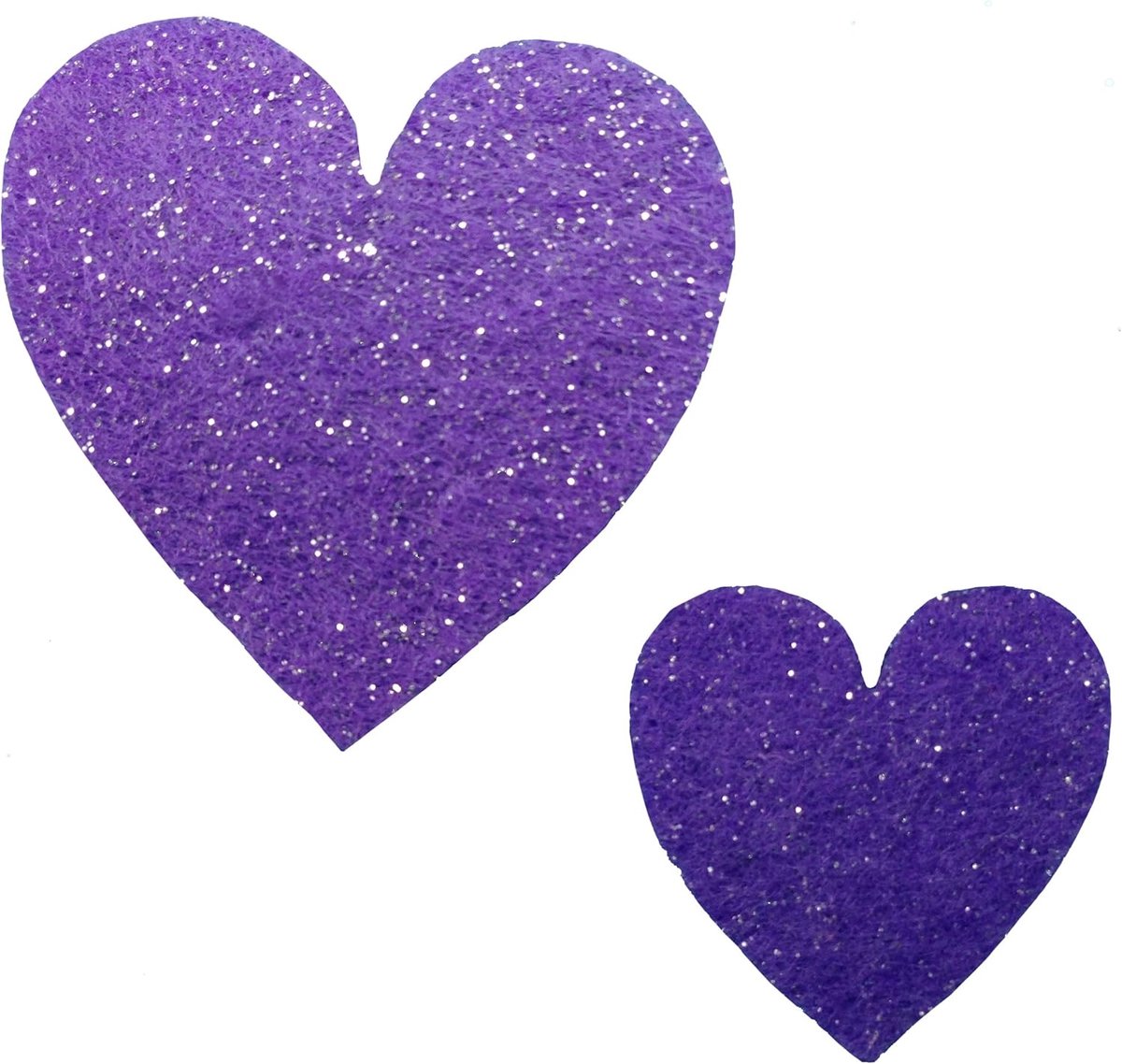 Knutsel-News 90-delige hartenset hartjes symmetrisch set van 2 verschillende maten glitter vilt 1mm eenzijdig glitter kleur: paars, fliz, 18 x 12 x 3 cm